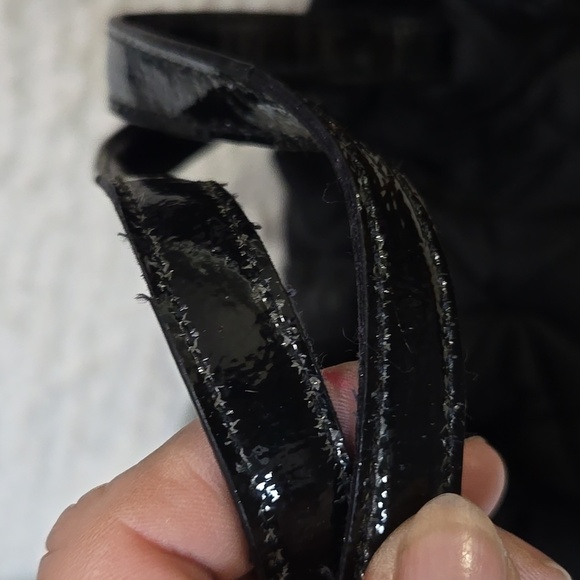 Micheal Kors Black Quilted Drawstring Tote with Patent Leather Handles - Picture 6 of 11